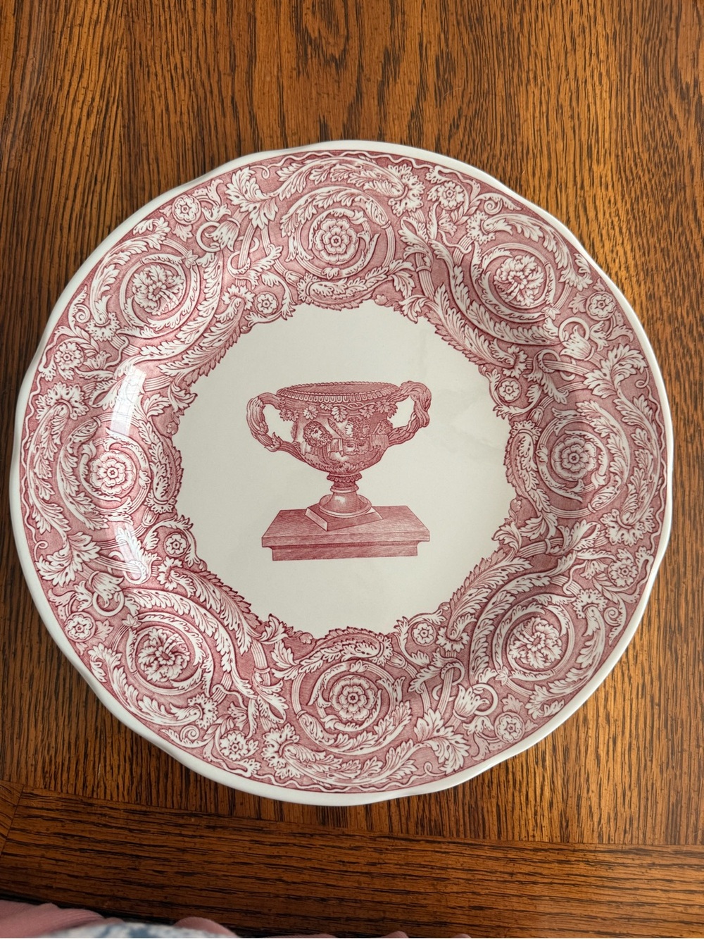 Spode red and white transferware dinner plate